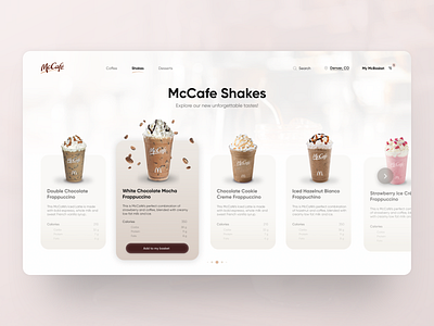 McCafe Design clean design drinks food mcdonalds popular shake ui ux uxui web design website white wide