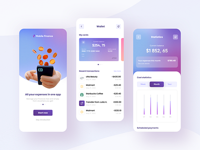 Mobile Finance App | Finance dashboard app blue clean design finance futuristic minimal neomorphism purple simple ui uiux ux web design