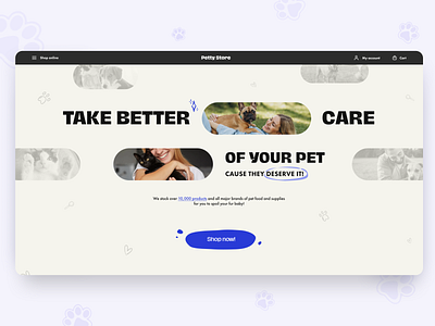 Pets` care online store | Veterinary shop UI clean design first screen new noise pet retro sketch store ui ux uxui web design