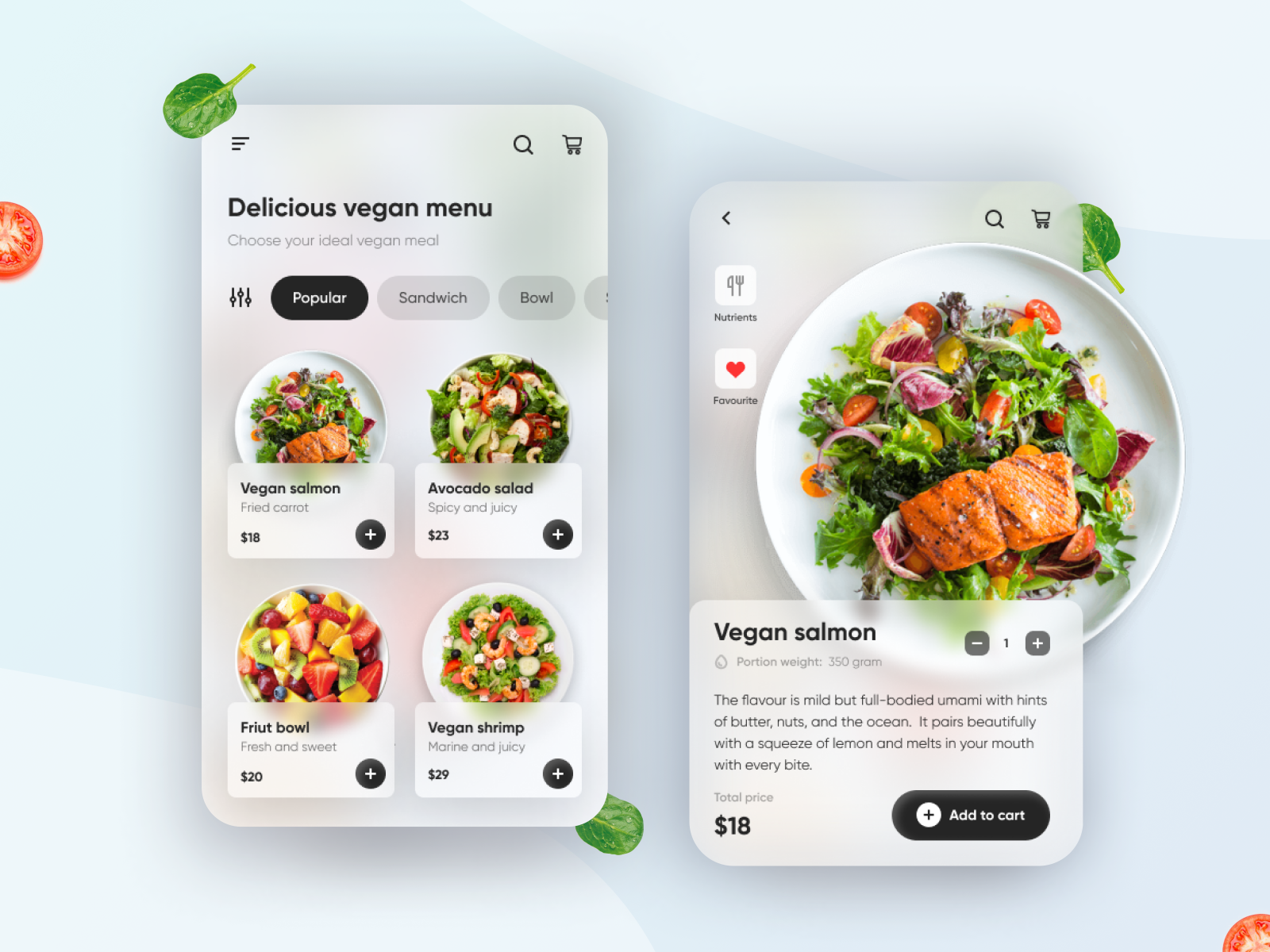 Vegan Food Delivery App | Food mobile app UI by Mary Tarnalitskaya on ...