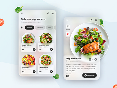 Vegan Food Delivery App | Food mobile app UI app design clean design food minimal simple ui uiux ux vegan vegie web design white