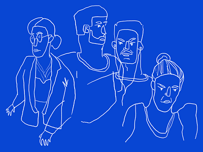 Faces blue faces live drawing people