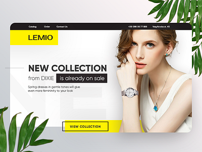 Fashion beauty clean explore fashion interface landing minimal model ux web design yellow