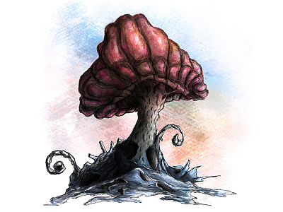 Mushroom color illustration line mushroom