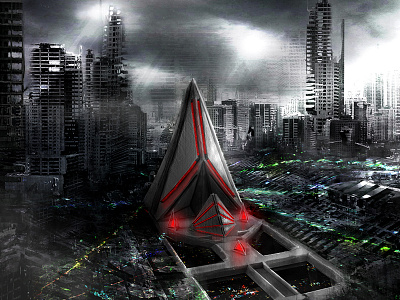 Concept Art for Planet Vermilion 2 apocalypse architecture building concept art environment mattepainting pyramid robot science fiction