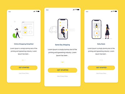 Store Onboarding Screens ecommerce shop store