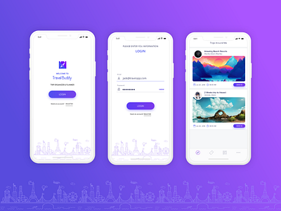 Travel App Design app design illustration signup travel app trips ui ux