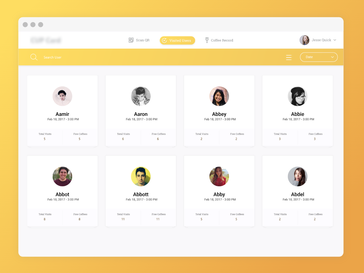 Cofee App Dashboard - Users Listings by Mahtab Ali on Dribbble