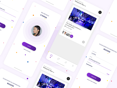 Event App events signup welcome screens