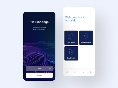 Crypto Exchange app bitcoin blue crypto cryptocurrency ethereum exchange icons interface mobile mobile app product design purple tech tether ui ui design ux ux design wallet