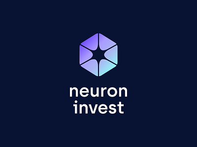 Neuron invest black blockchain blue brand branding clean crypto dark design digital identity invest it logo logotype minimal purple teal tech technology
