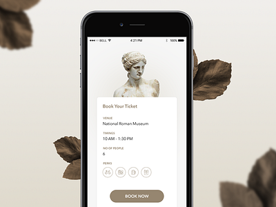 Ticket Booking Interface booking interface ios iphone leaves minimal museum roman ticket ui user ux