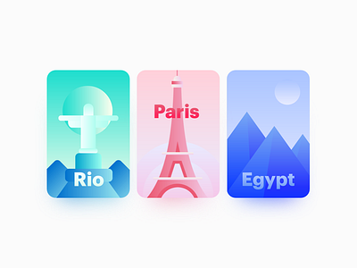 Destinations — Illustration egypt eiffel tower gradient illustration paris pyramids rio rio de janeiro ui vibrant
