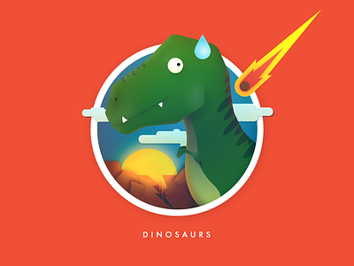 Dinosaurs badge dinosaur extinction howtoescapeit illustration jurassic meteorite