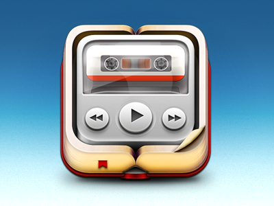 Book-on-a-tape Icon audio audiobook book control icon player reflection tape