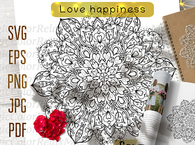 Coloring Love happiness intricate love mandala mandala love