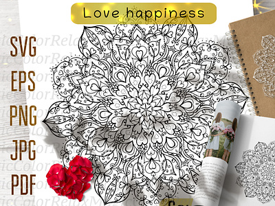 Coloring Love happiness intricate love mandala mandala love