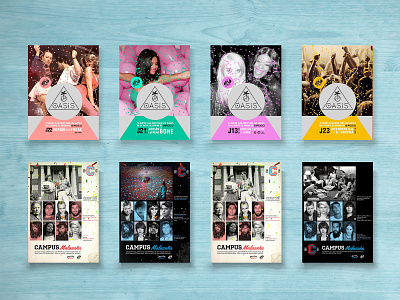 Club Flyers: Oasis y Campus Malasaña branding club flyer design flyer graphic design music