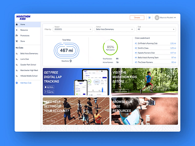 Marathon Kids activity app design education health marathon kids nike running ui ux uxui website