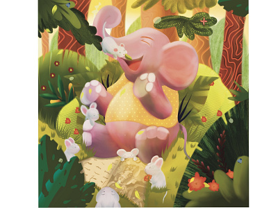 Pink elephant characterdesighn childrenbook childrenillustration drawanimals forest illustration kid pinkelephant top
