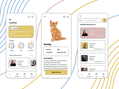 Cat Adopt App app cat design dribbble pet pet app ui ux