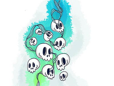 Skulls Color blue color green hand drawn illustration photoshop skulls smoke