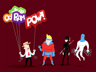 Get in line cartoon color comic cute funny illustration illustrator pun superhero
