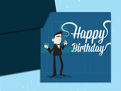 The name's Bond 50s birthday card character illustration illustrator smoke suave type typography