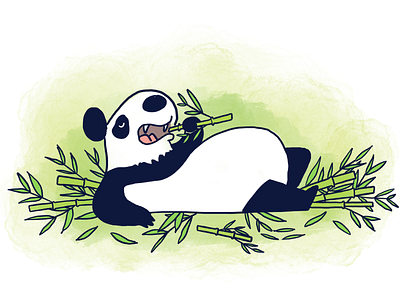 Hungry Panda cartoon character color cute food illustration ipad panda procreate