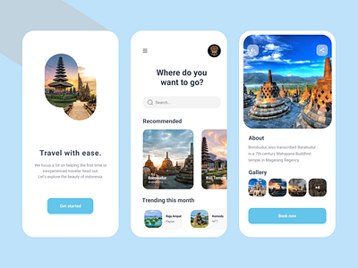 Meluvel - Travel App Explore Indonesia android app design graphic design illustration ios minimalist mobile app tourism travel ui ux vacations
