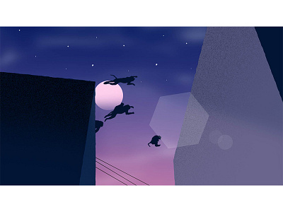 Monkey Jumpin' animals animation buildings flare gradient grain landscape monkey sky stars texture wildlife