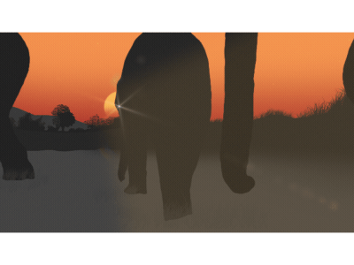 Elephant Breakdown animal animation character cute elephant flare gif grass landscape nature sunset trees