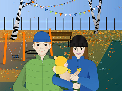 Family in a park adobeillustrator autumn baby family illustration leaves park vector vectorart