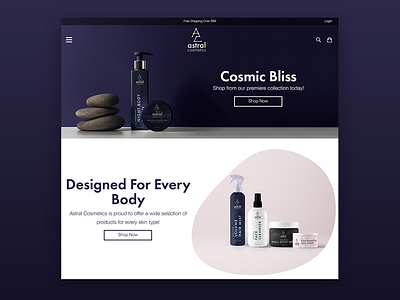 Astral Cosmetics Web Design brand branding clean cosmetics e commerce makeup ui ui design uiux ux web web design