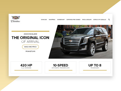 Landing Page Redesign For Cadillac branding branding design car challenge clean design e commerce graphic ui ux web web design web designer webdesign