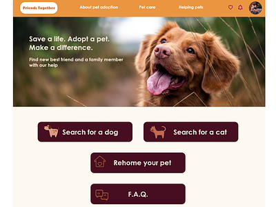 Homepage animal shelter website design ui ux web