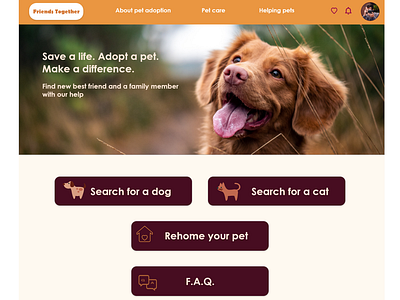 Homepage animal shelter website