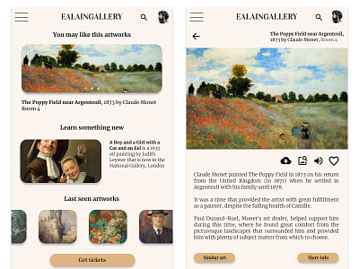 Art Gallery app app design gallery ui ux