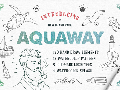 AquaWay Watercolored Vector Pack ai deal eps font logo pattern psd splash water watercolor