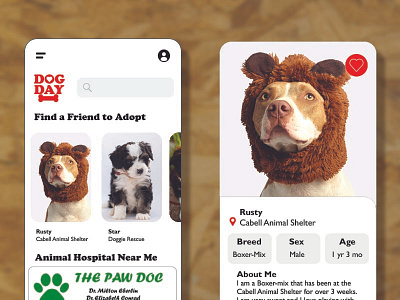 Dog Day Pet Adoption App app branding design mobile photoshop ui ux