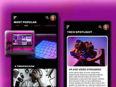 Tech Magazine App app branding design landing page mobile photoshop ui ux