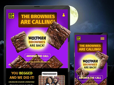Werewolf Brownies are BACK! branding design illustrator interactive landing page mobile photoshop ui ux vector
