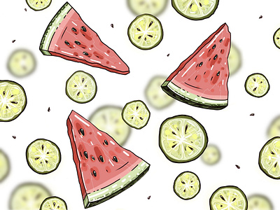 Watermelon and limes art artdesign artwork branding design digital art digital painting graphic design illustration