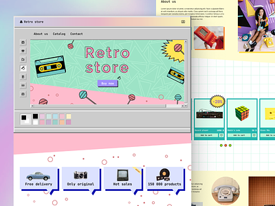 Online retro store 80s 90s adaptive app design figma graphic design nostalgic online retro shop store ui ux vina vintage