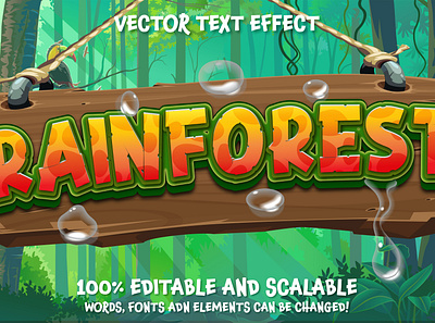 Rainforest 3d editable text style effect graphics