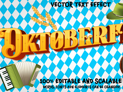 Oktoberfest text effect, editable eps vector style alphabet