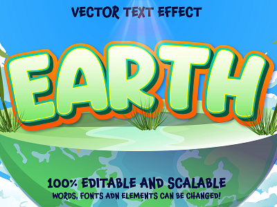 Earth font style - editable text effect world