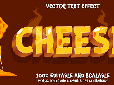 Editable text effect - Cheese yellow and orange cartoon style orange