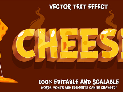 Editable text effect - Cheese yellow and orange cartoon style