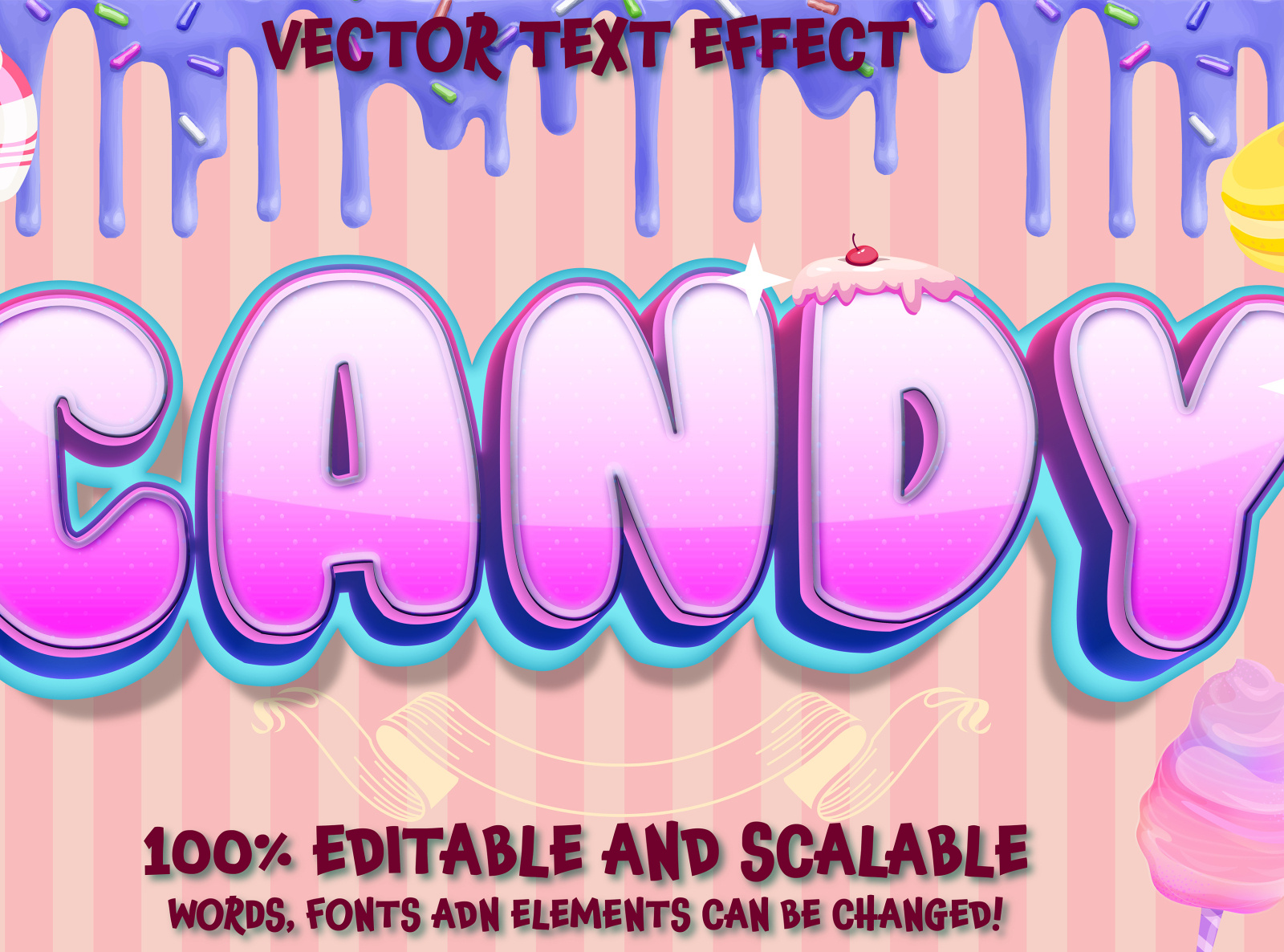 Candy editable vector text effect by Martin Ivanov on Dribbble